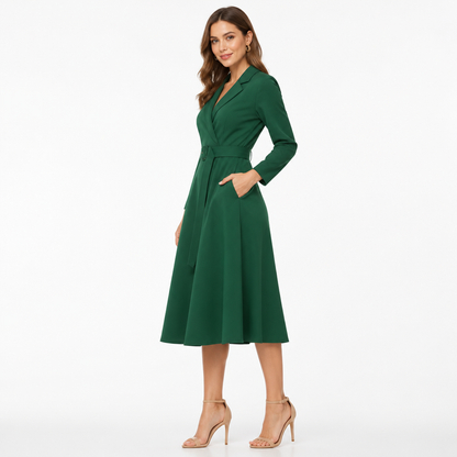 Women's A-Line Belted Midi Dress