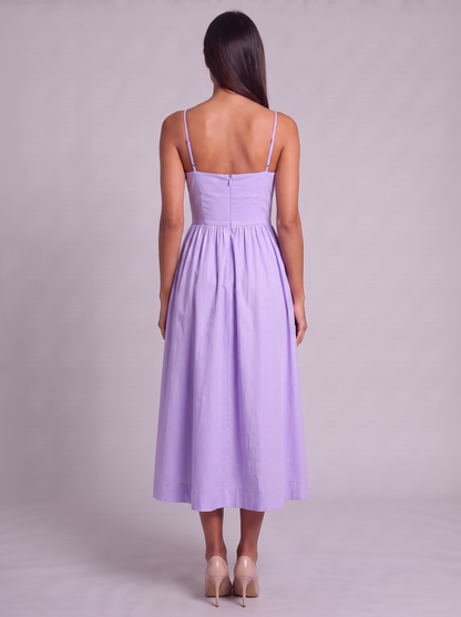 Women's A-Line Midi Dress with Spaghetti Straps