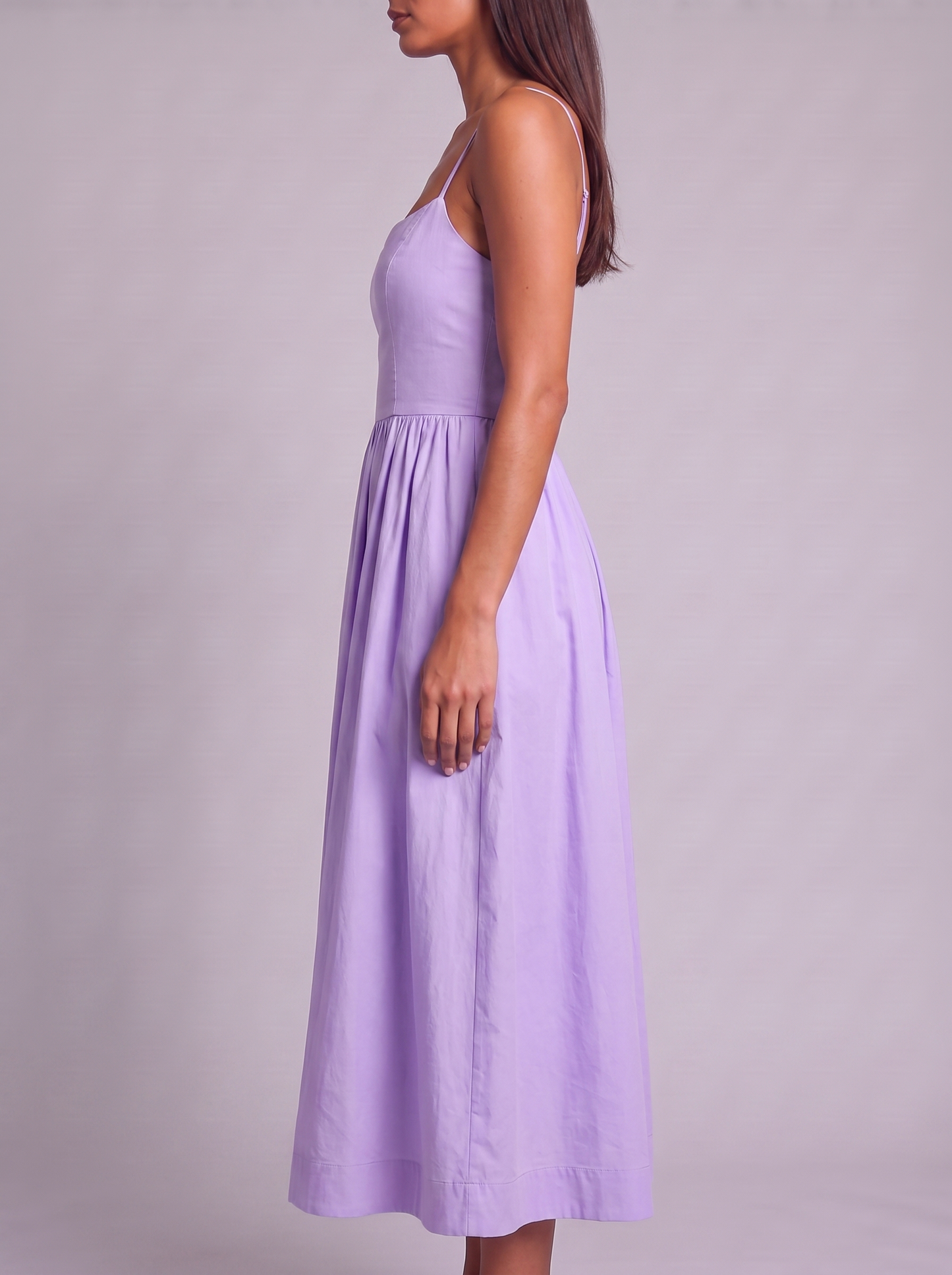 Women's A-Line Midi Dress with Spaghetti Straps