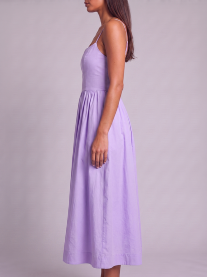 Women's A-Line Midi Dress with Spaghetti Straps