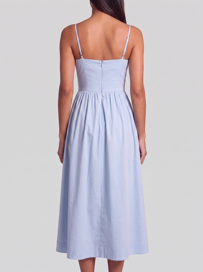 Women's A-Line Midi Dress with Spaghetti Straps