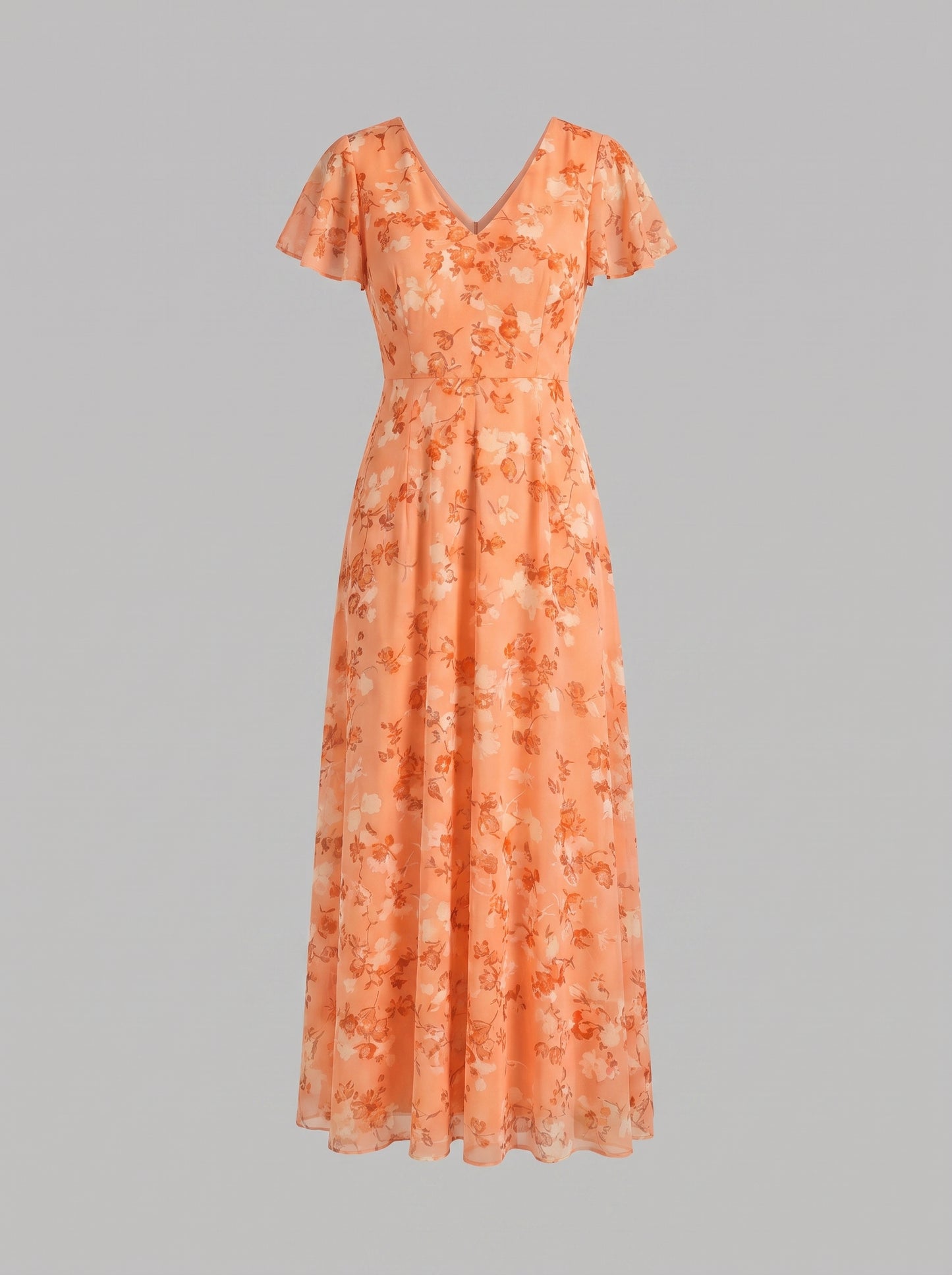 Women's A-line Maxi Dress with Flutter Sleeves