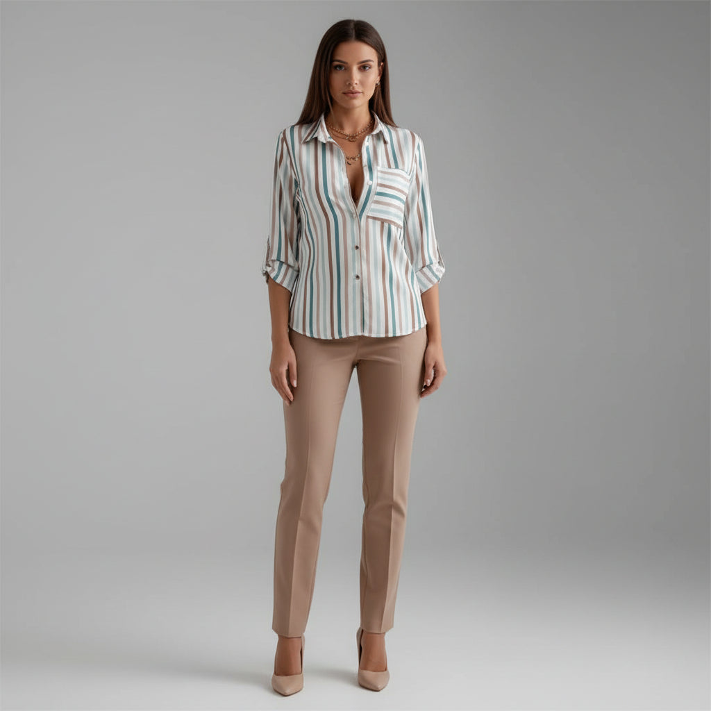 Women's Abstract Print Collared Shirt