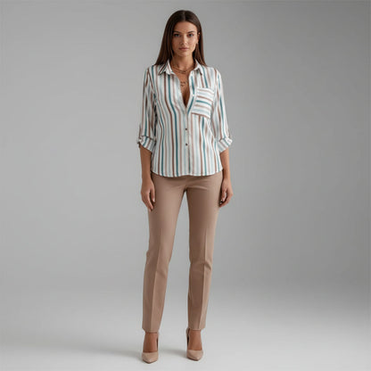Women's Abstract Print Collared Shirt