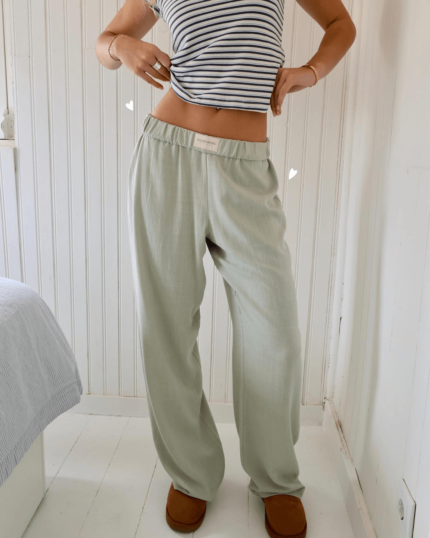Women's Ankle Length Trousers with Elastic Waistband