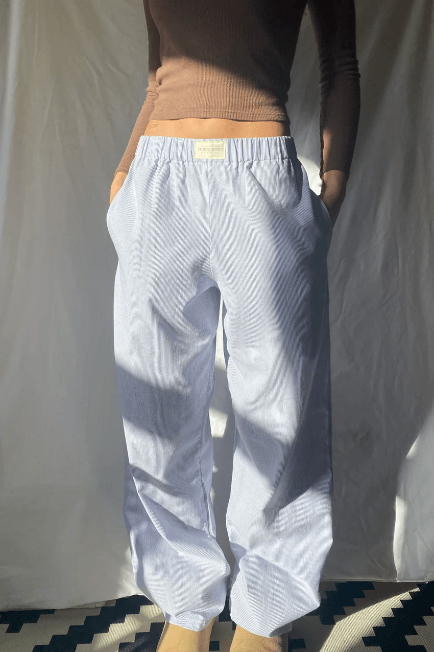 Women's Ankle Length Trousers with Elastic Waistband