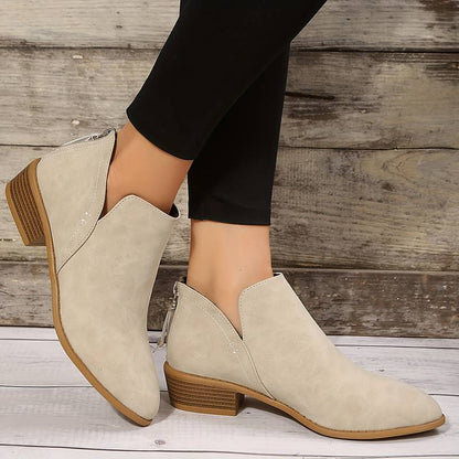 Women's Ankle Low Heel Slip On Boots