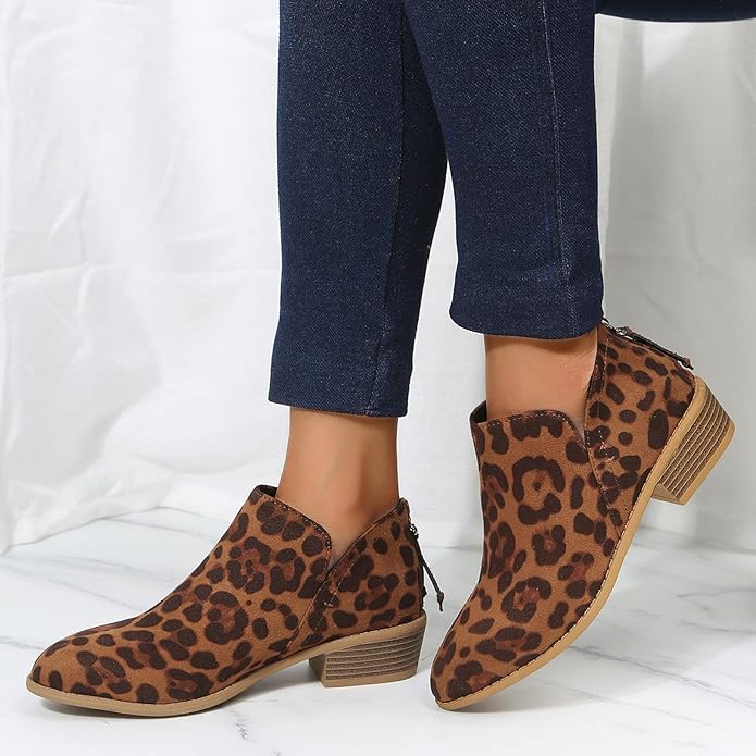 Women's Ankle Low Heel Slip On Boots