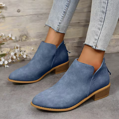 Women's Ankle Low Heel Slip On Boots
