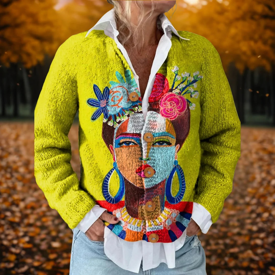 Women's Artistic Printed Cardigan