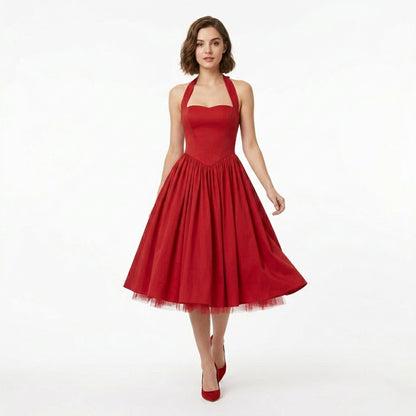 Women's Backless Halter Neck Midi Dress
