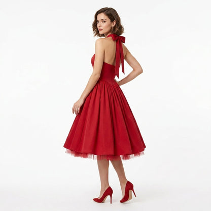Women's Backless Halter Neck Midi Dress
