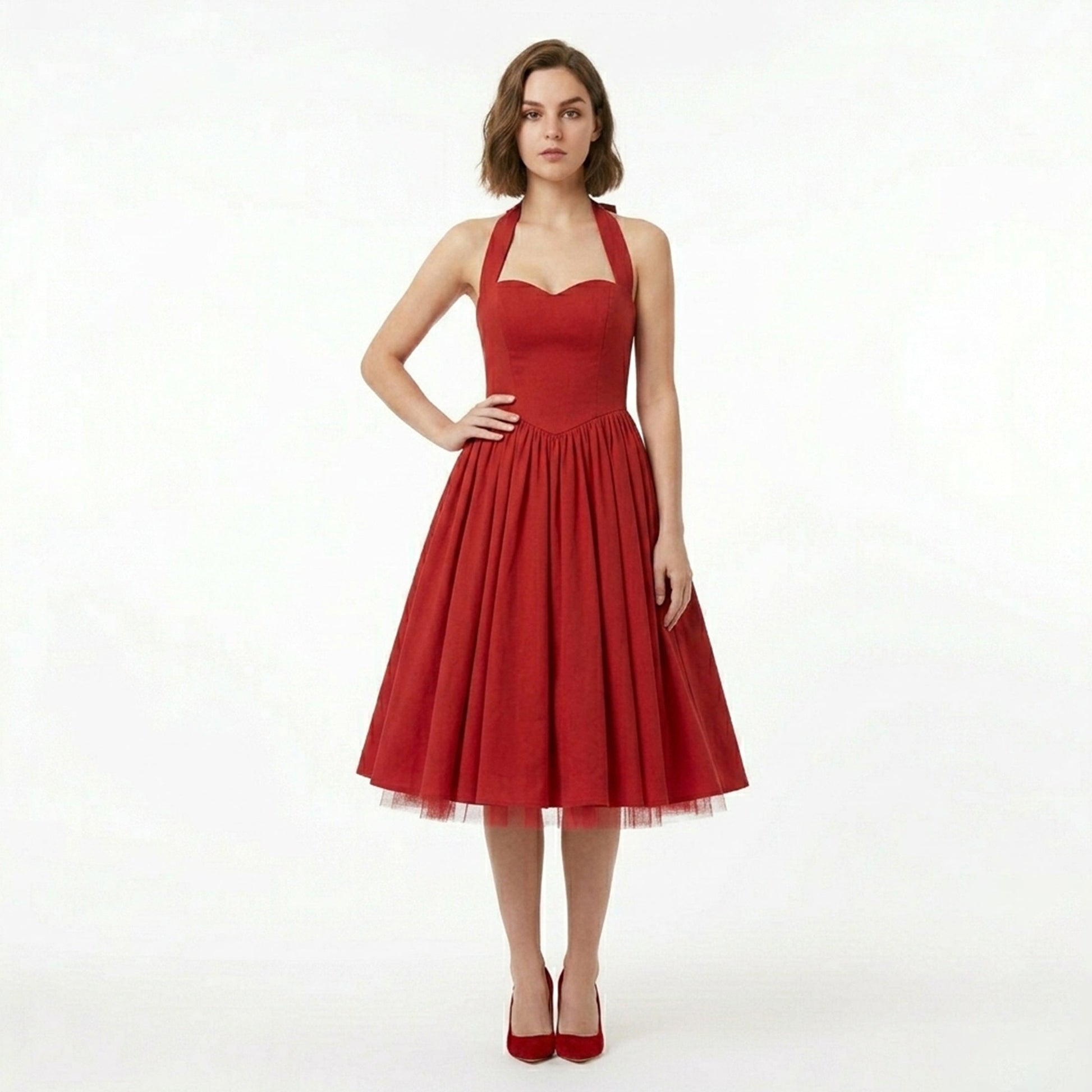 Women's Backless Halter Neck Midi Dress