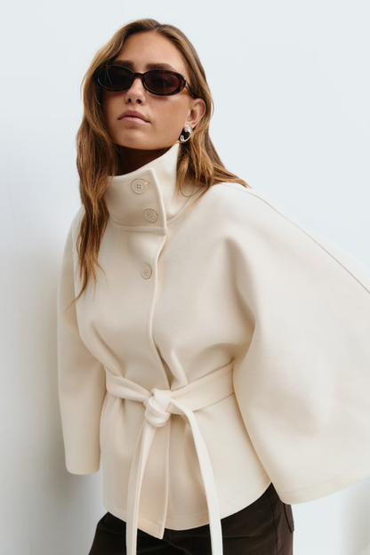 Women's Belted Funnel Neck Jacket