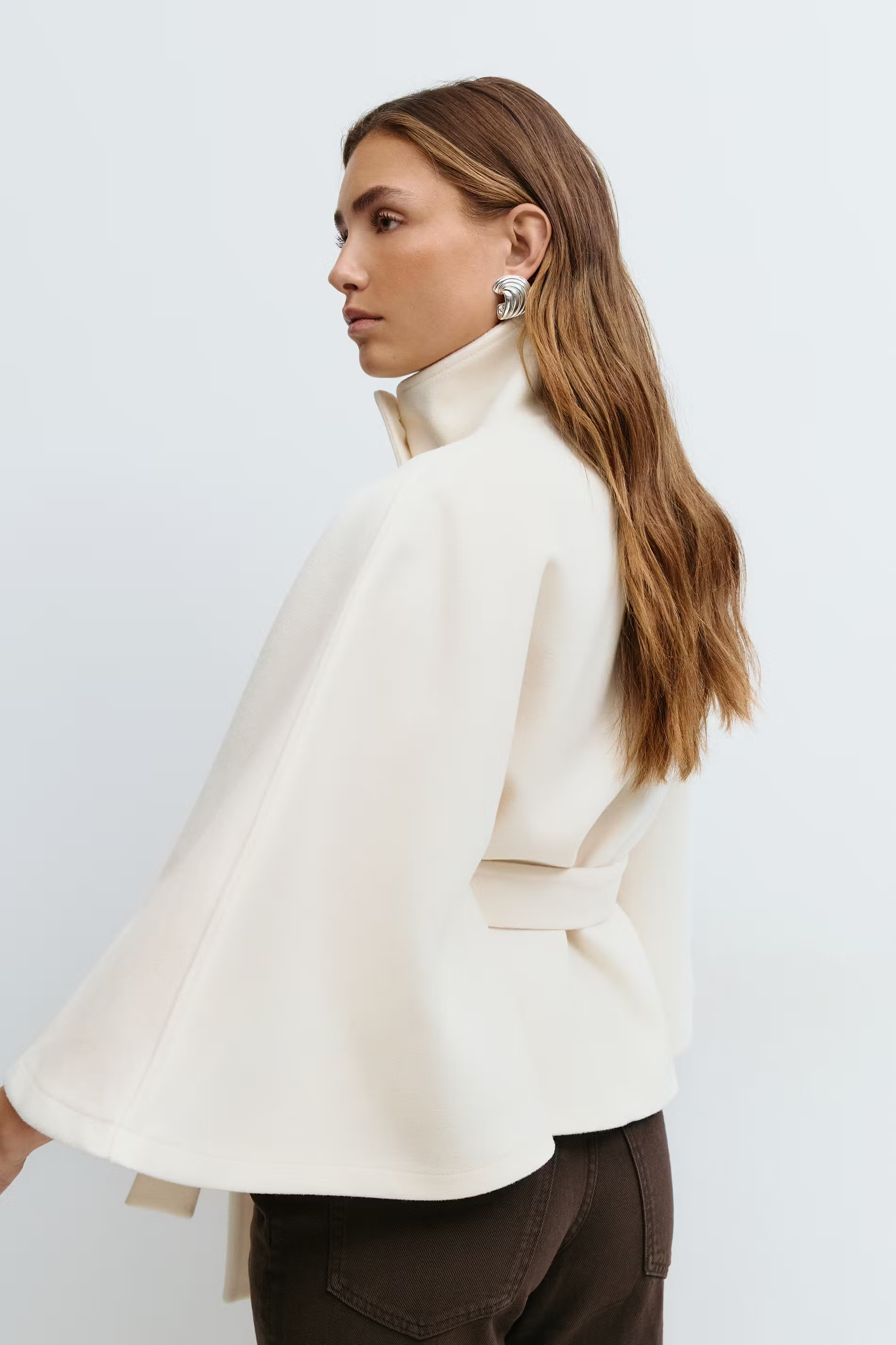 Women's Belted Funnel Neck Jacket