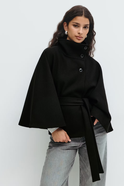 Women's Belted Funnel Neck Jacket