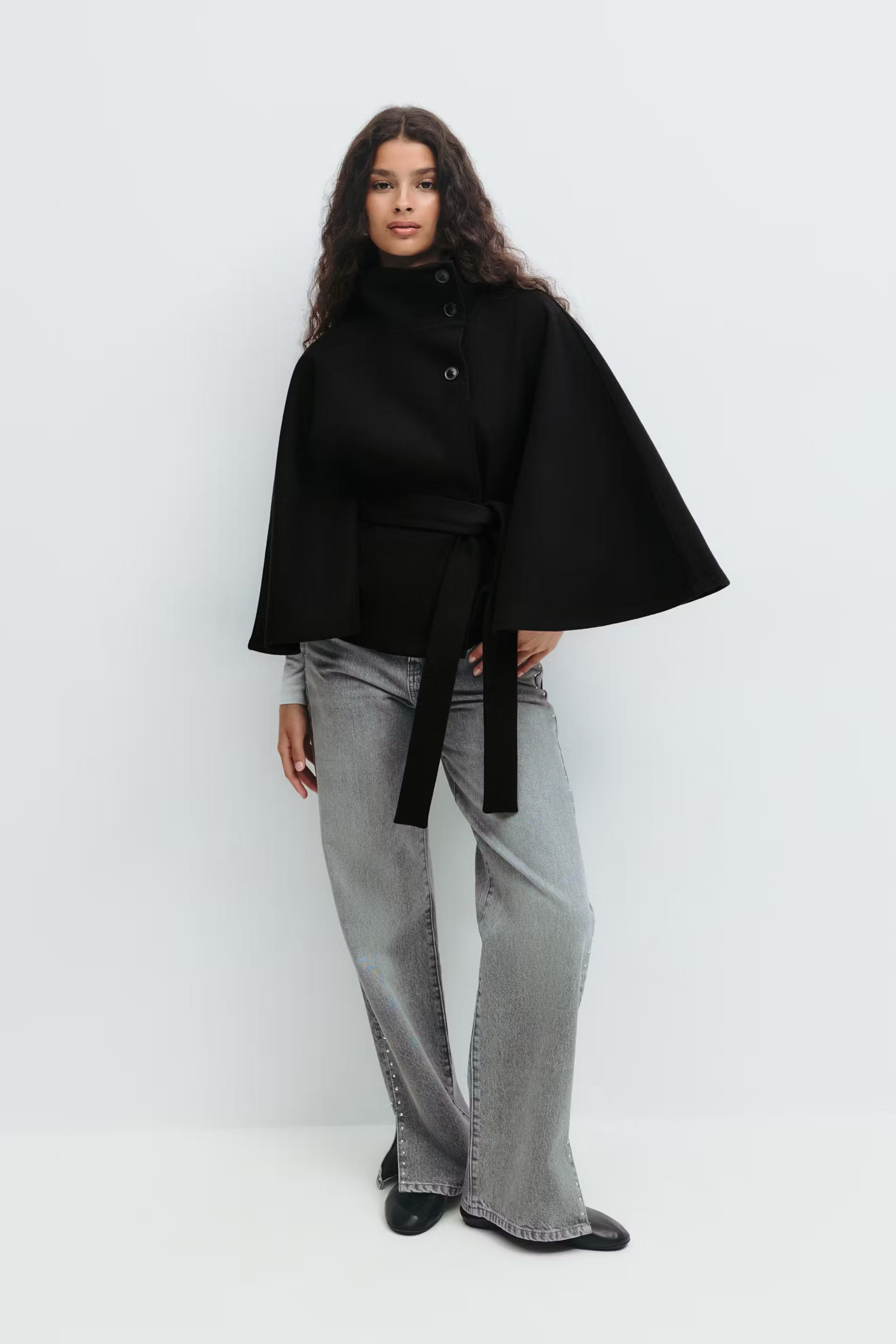 Women's Belted Funnel Neck Jacket