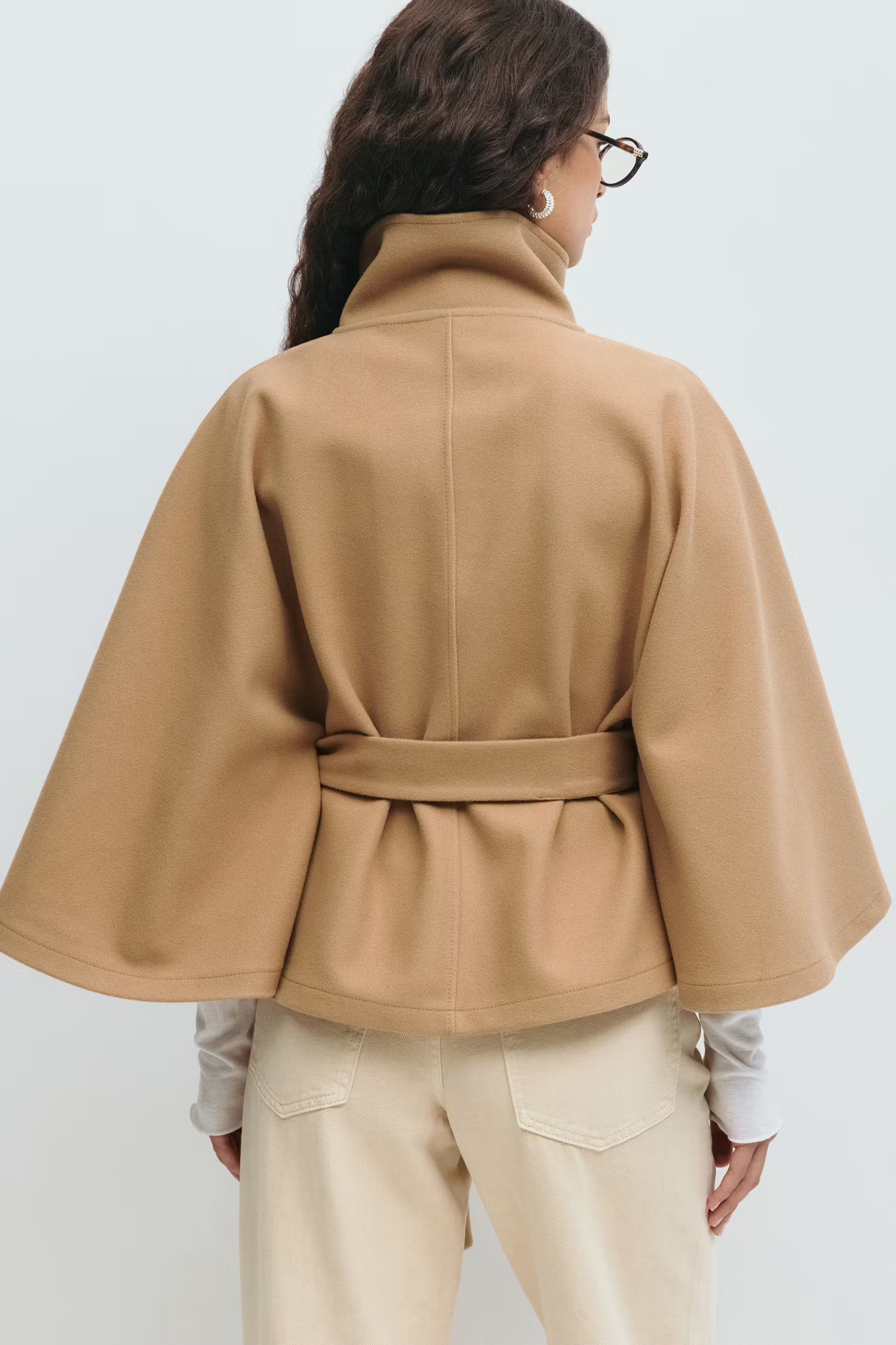 Women's Belted Funnel Neck Jacket