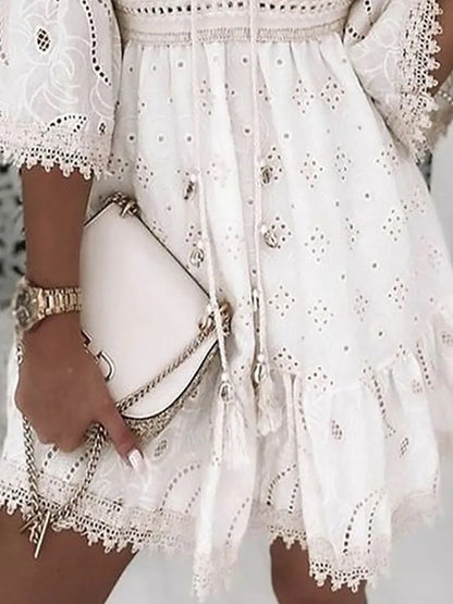 Women's Bohemian Summer Dress with V-Neckline