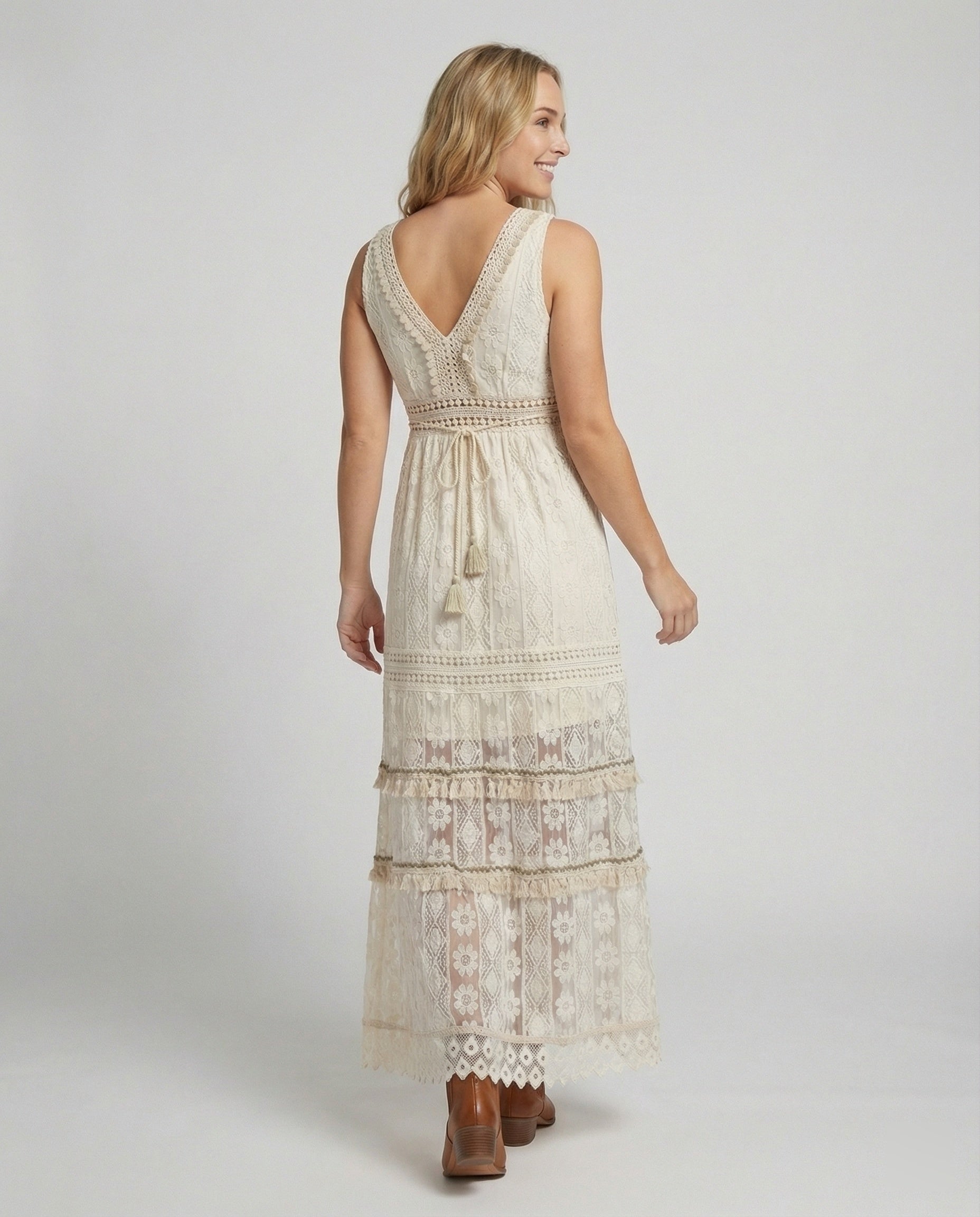 Women's Boho Lace Ankle-Length Summer Dress