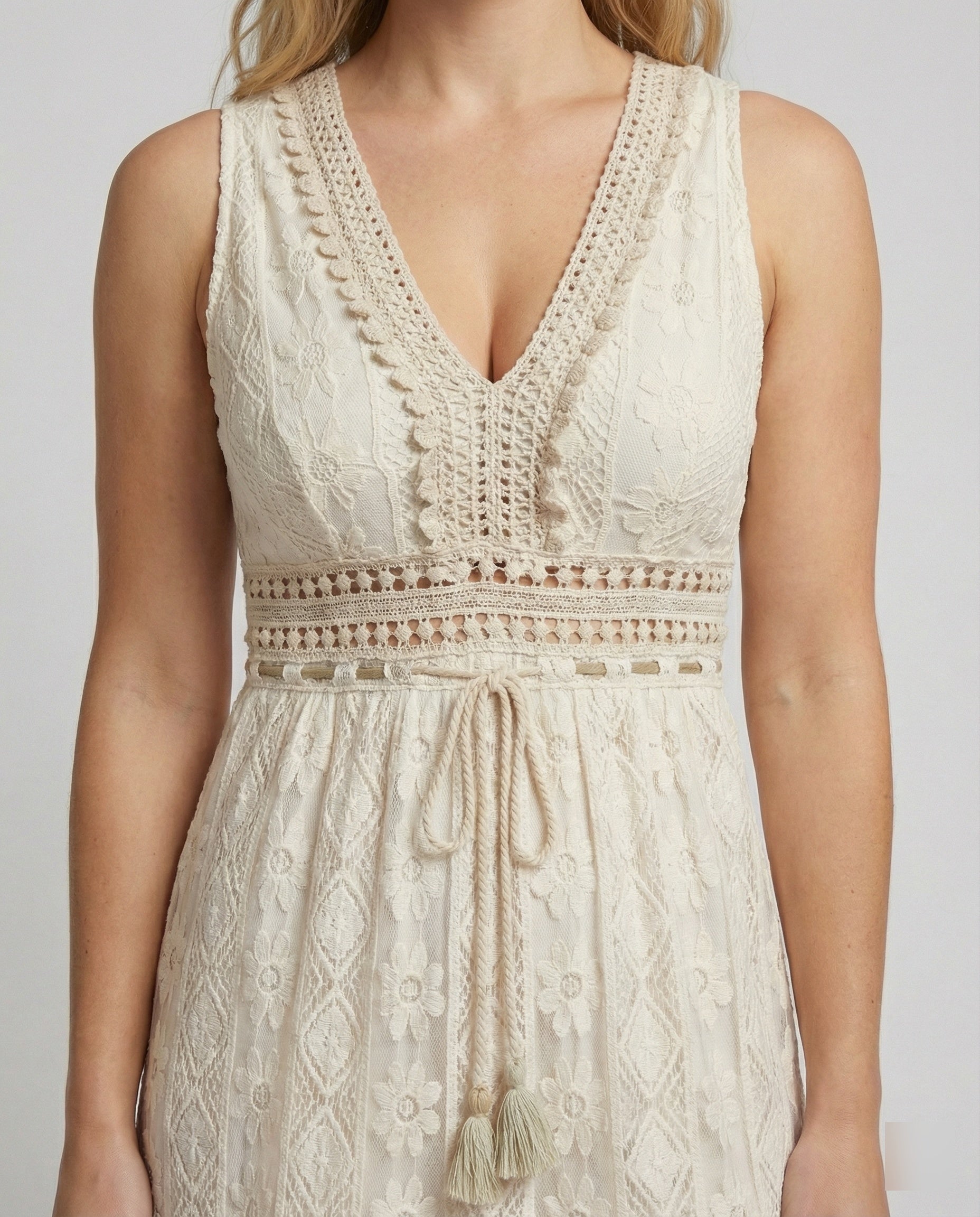 Women's Boho Lace Ankle-Length Summer Dress