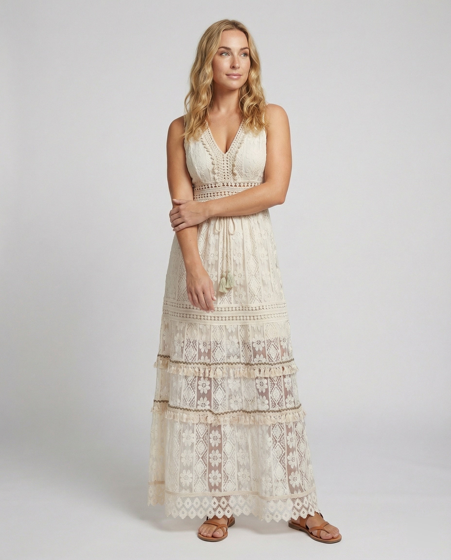 Women's Boho Lace Ankle-Length Summer Dress