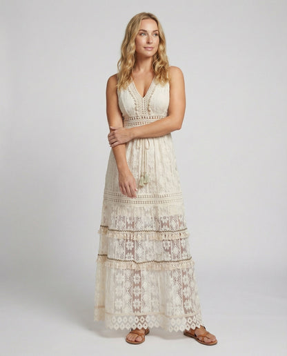 Women's Boho Lace Ankle-Length Summer Dress