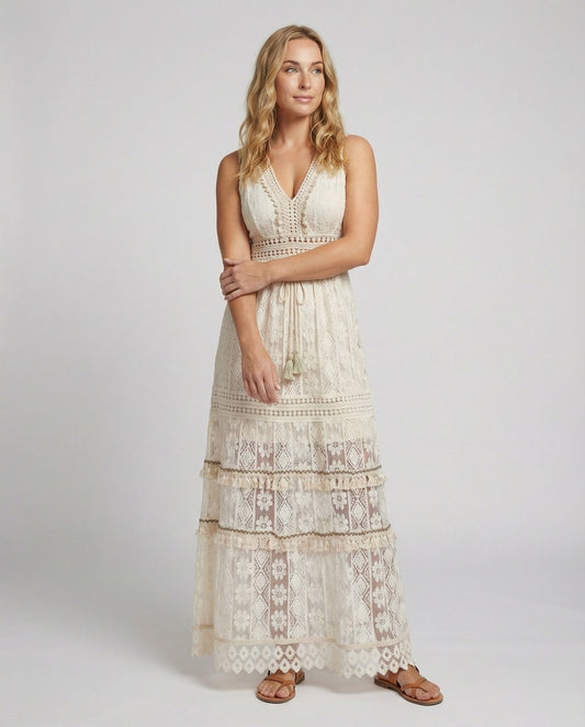 Women's Boho Lace Ankle-Length Summer Dress