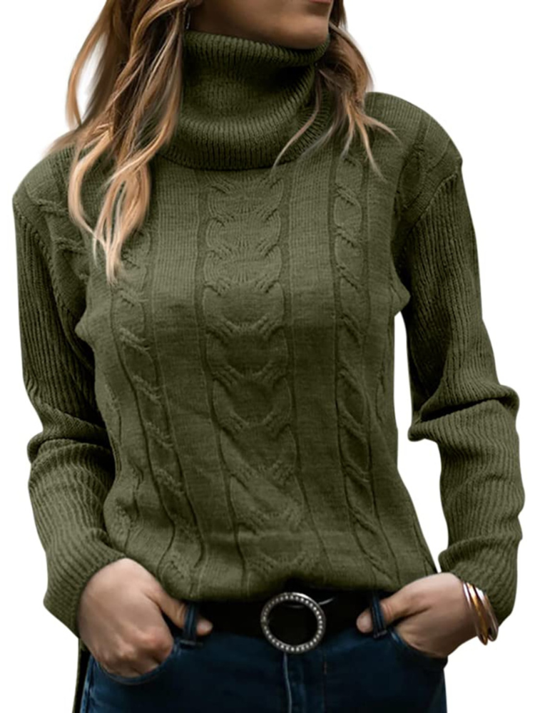 Women's Cable-Knitted Turtleneck Sweater