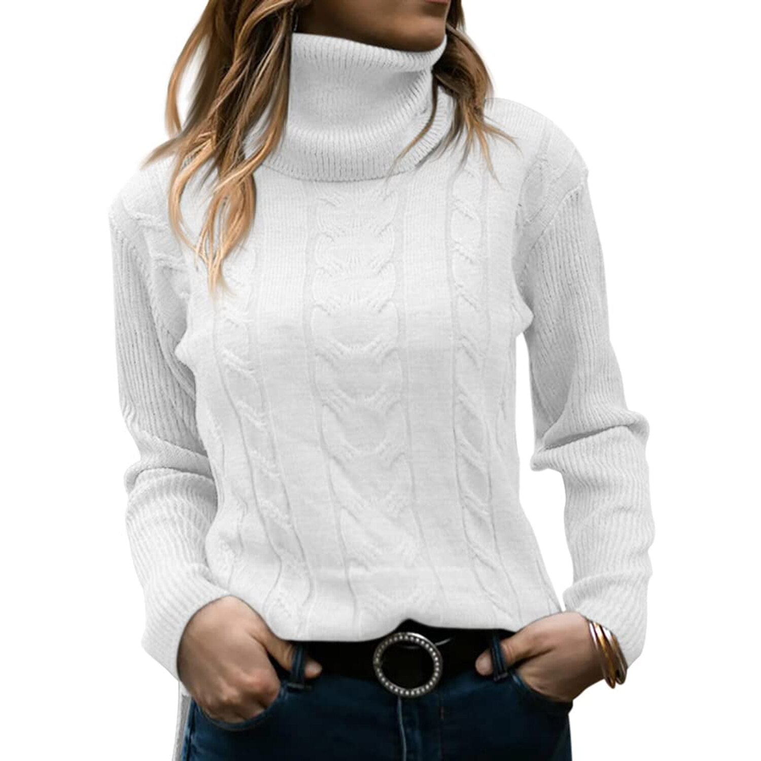 Women's Cable-Knitted Turtleneck Sweater
