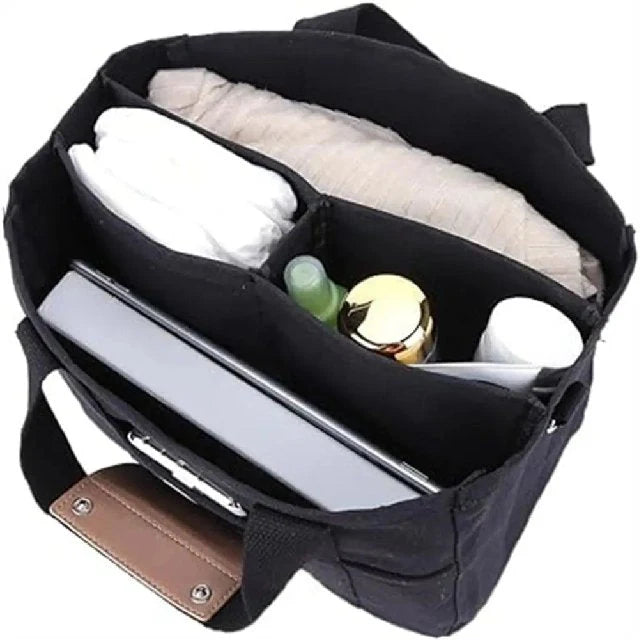 Women's Canvas Tote Bag with Leather-Look Handles