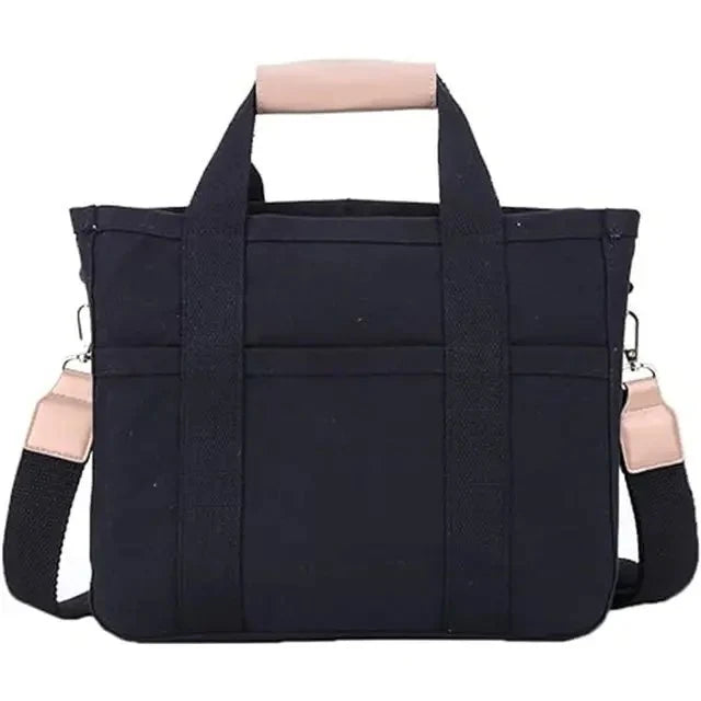 Women's Canvas Tote Bag with Leather-Look Handles