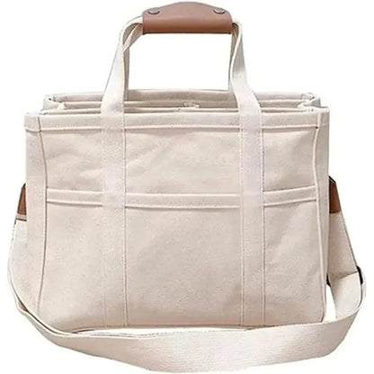 Women's Canvas Tote Bag with Leather-Look Handles