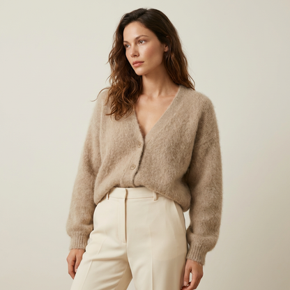 Women's Cardigan Sweater in Luxurious Wool Blend