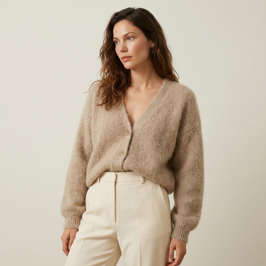 Women's Cardigan Sweater in Luxurious Wool Blend