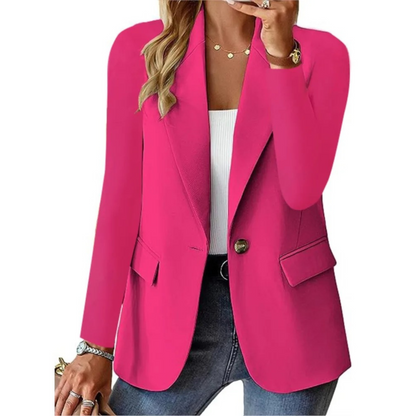 Women's Casual Blazer with Pockets and Button Detail