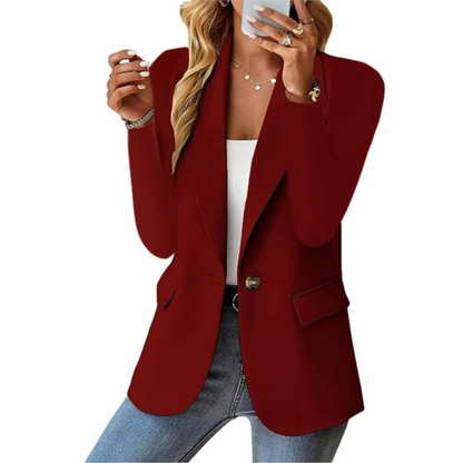Women's Casual Blazer with Pockets and Button Detail