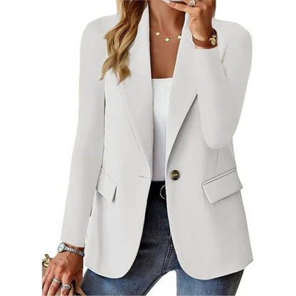 Women's Casual Blazer with Pockets and Button Detail