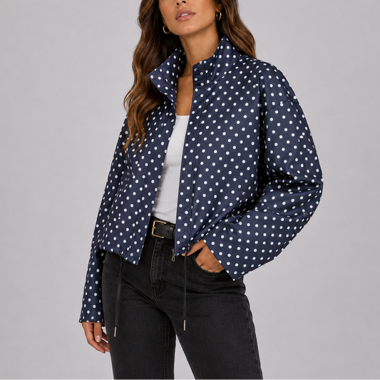 Women's Casual Polka Dot Bomber Jacket