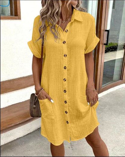 Women's Casual Shirt Dress with Button Closure
