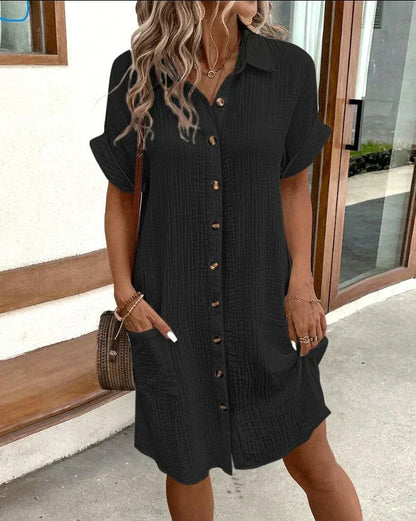 Women's Casual Shirt Dress with Button Closure