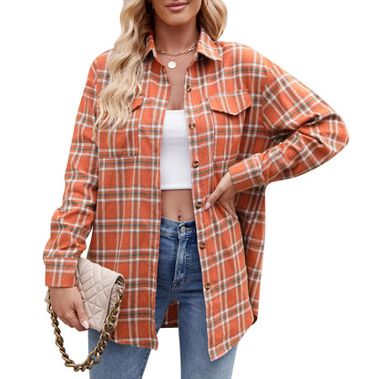 Women's Checked Shirt with Pockets for Autumn Style