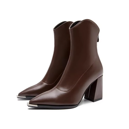 Women's Chelsea Boots with Chrome Tip and Square Heel