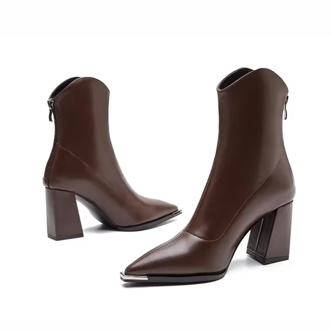 Women's Chelsea Boots with Chrome Tip and Square Heel