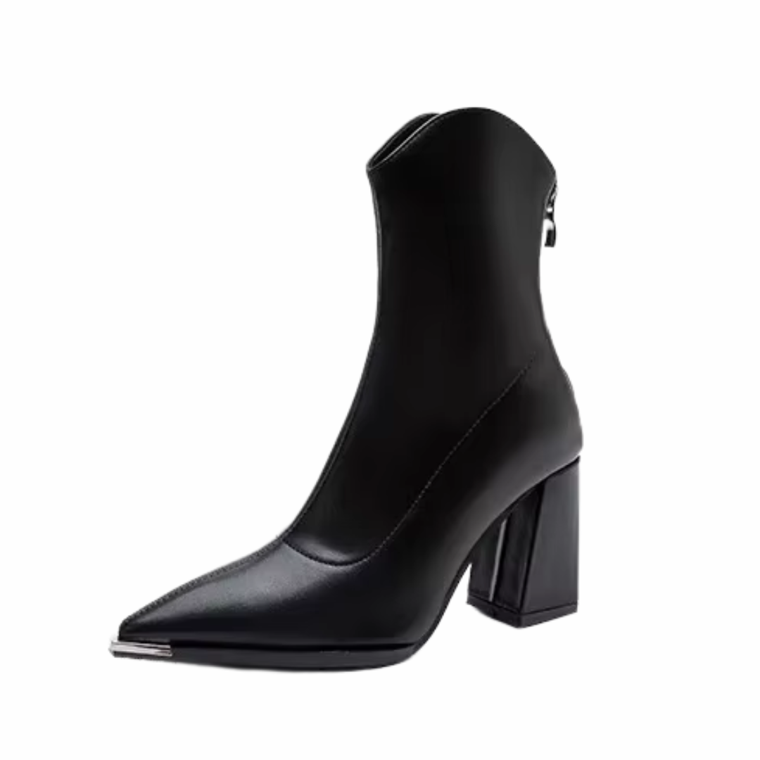 Women's Chelsea Boots with Chrome Tip and Square Heel