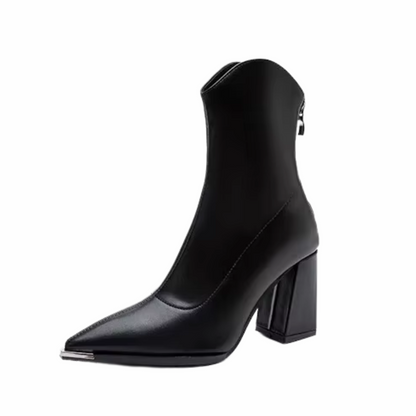 Women's Chelsea Boots with Chrome Tip and Square Heel