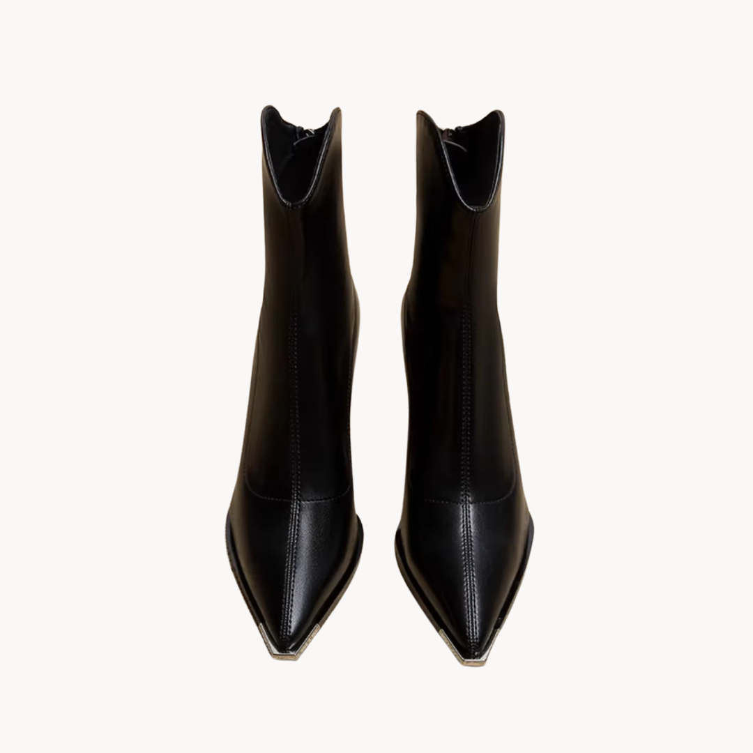 Women's Chelsea Boots with Chrome Tip and Square Heel