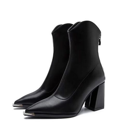 Women's Chelsea Boots with Chrome Tip and Square Heel