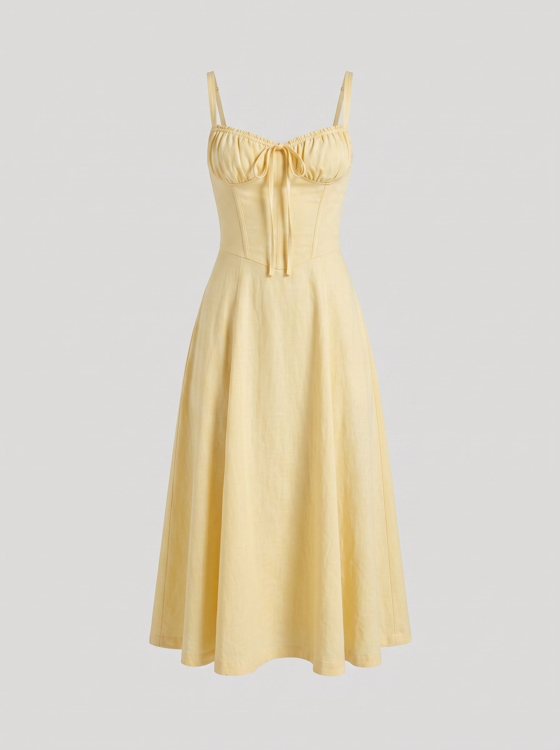 Women's Corset Midi Dress with Flowing Skirt