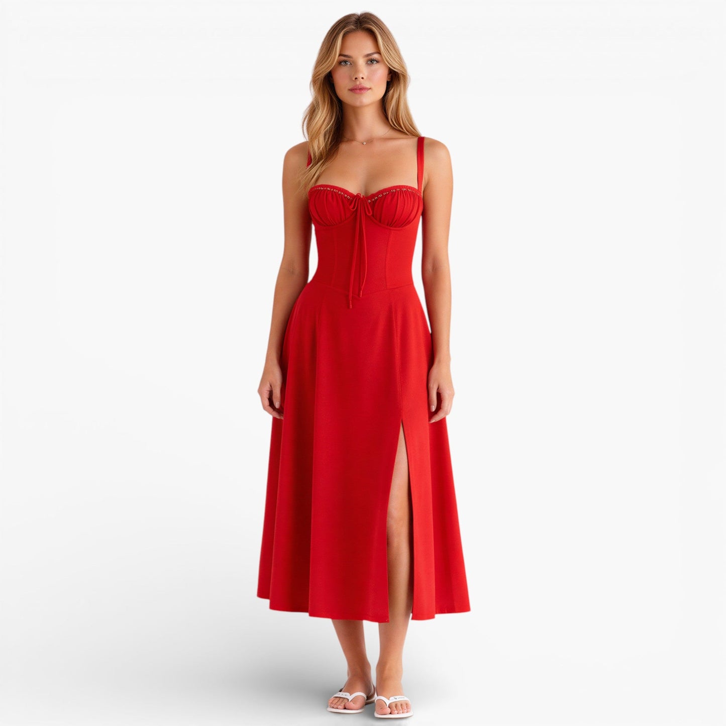 Women's Corset Waist Midi Dress